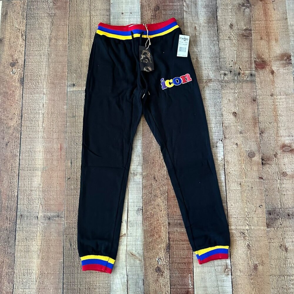 FWRD Denim Black Joggers With Colorful Waistband & Cuffs Size M